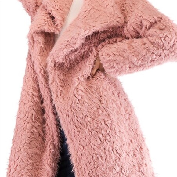 Long pink teddy coat - Picture 2 of 7